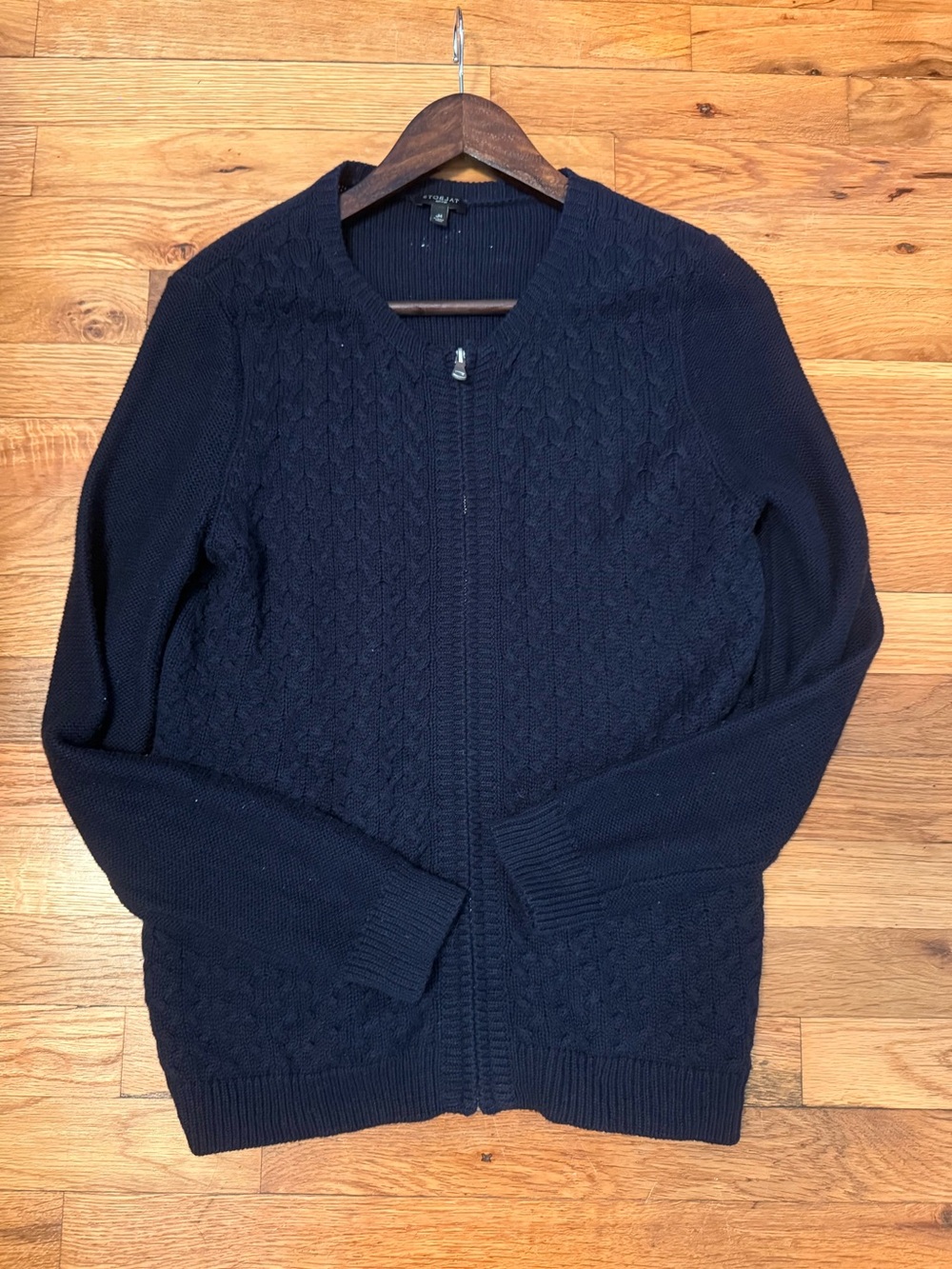 Talbots Men's Navy Zip-Up Cable Knit Sweater